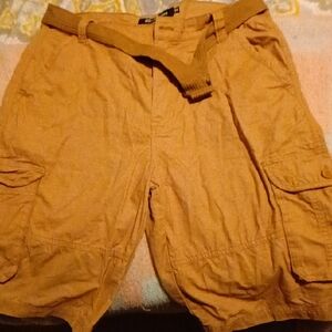 Men's Brown Cargo Shorts with Belt